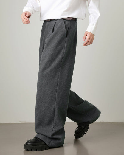 Wool Blend Wide-Leg Trousers